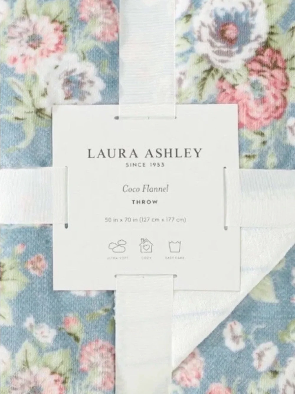 Laura Ashley Camilla ~ Coco Flannel Throw Reversible Super Soft Throw ~ 50 X 70